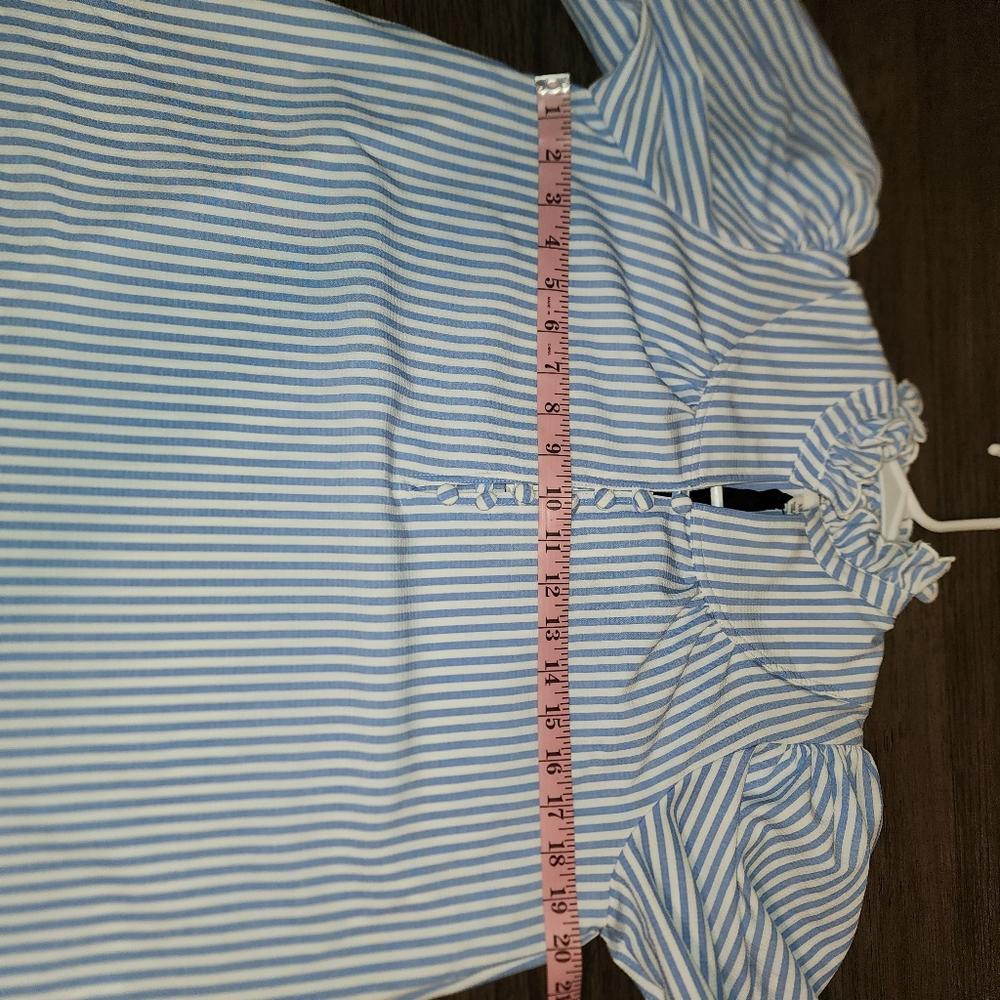 Tuckernuck Pomander Place Blue Stripe Selena Blouse NWT XS - Picture 3 of 7
